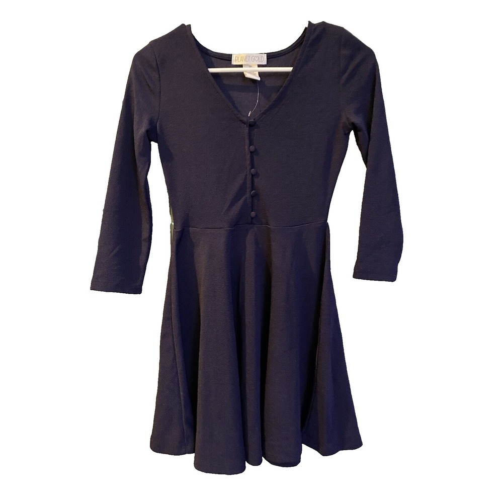 NWOT Planet Gold Navy Blue Skater Dress Juniors Size XS Short Fit & Flare